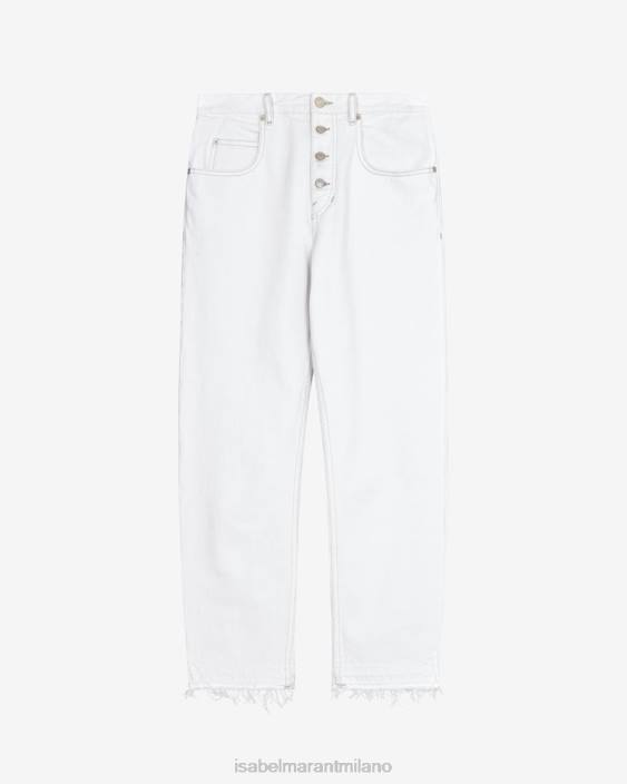 vestiario R88T674 Isabel Marant donne jeans in denim belden bianco