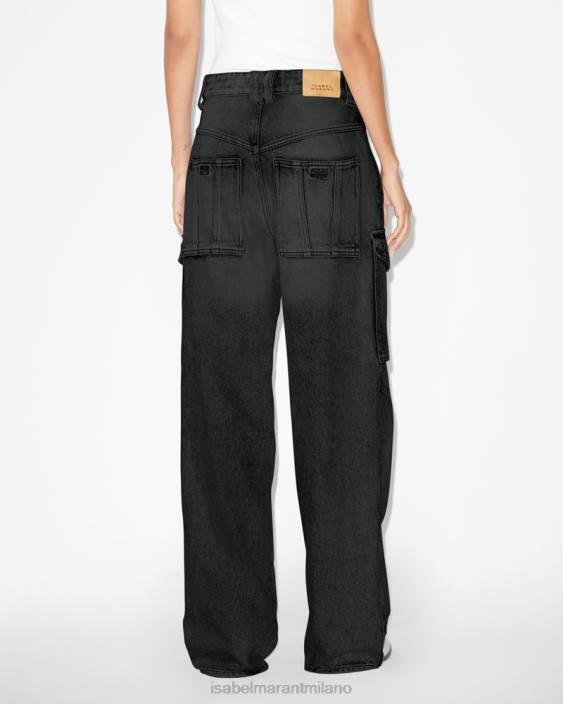 vestiario R88T676 Isabel Marant donne pantaloni heilani nero sbiadito