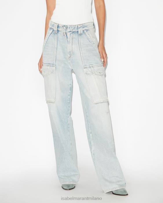 vestiario R88T677 Isabel Marant donne pantaloni heilani azzurro