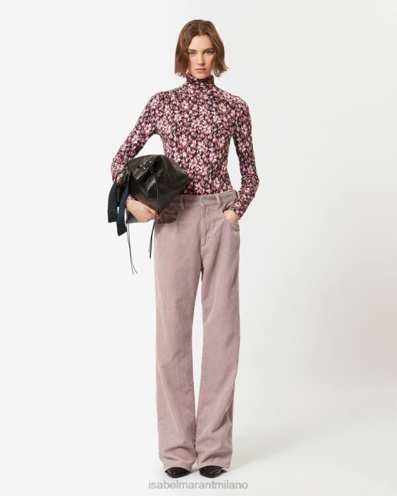 vestiario R88T680 Isabel Marant donne pantaloni di cotone ruvido lilla