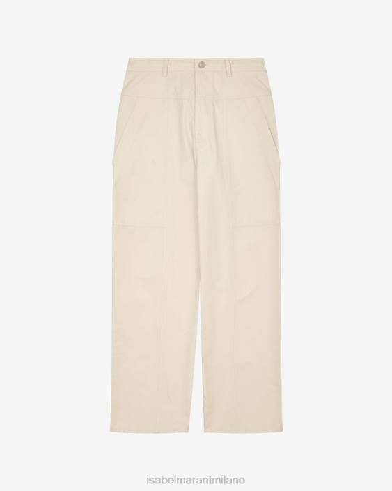 vestiario R88T683 Isabel Marant donne pantaloni in cotone driane ecru