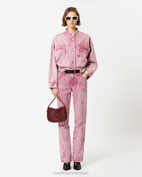 vestiario R88T687 Isabel Marant donne pantaloni in denim vonny rosa chiaro