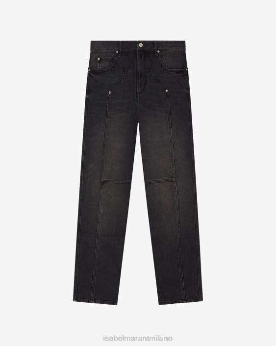 vestiario R88T690 Isabel Marant donne pantaloni Valeria nero sbiadito