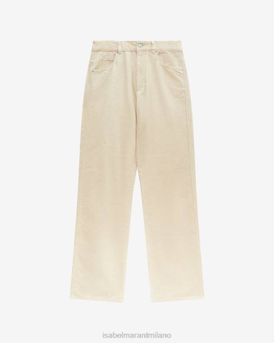 vestiario R88T693 Isabel Marant donne pantaloni di cotone ruvido beige