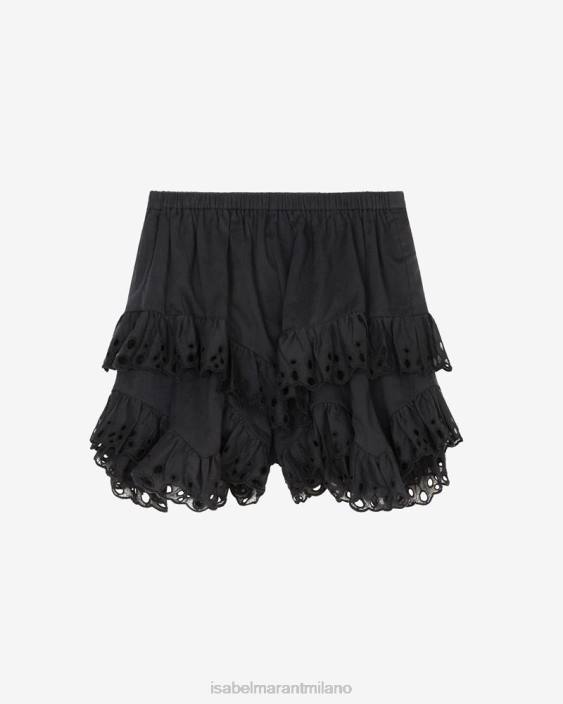 vestiario R88T699 Isabel Marant donne pantaloncini di cotone kaddy nero