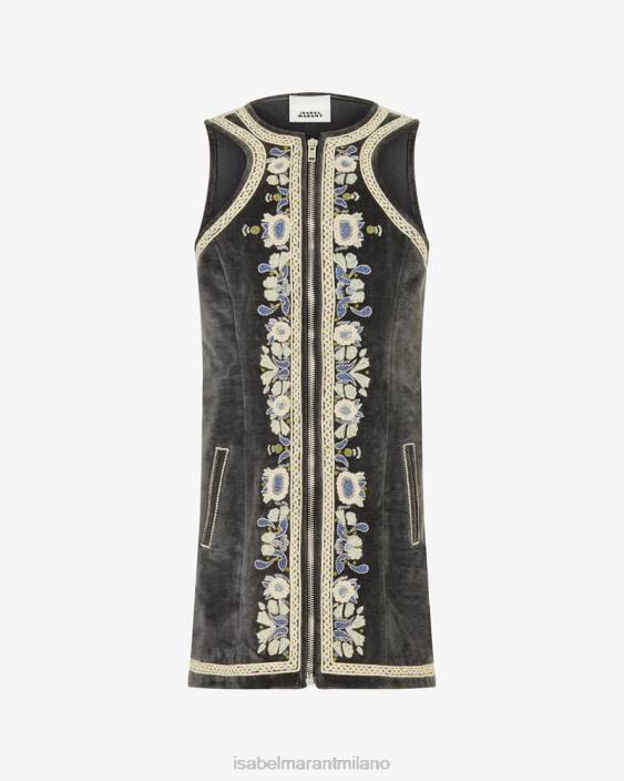 vestiario R88T106 Isabel Marant donne vestito di velluto belila nero