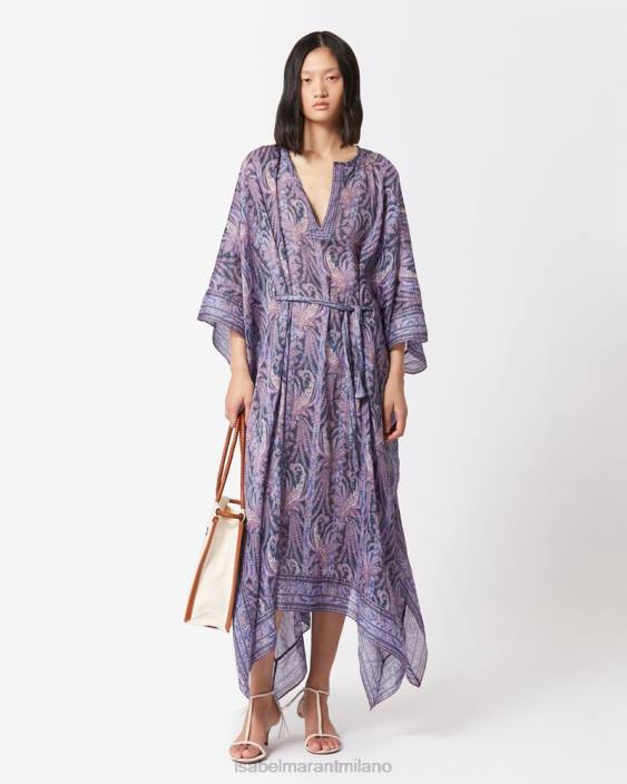 vestiario R88T126 Isabel Marant donne abito in cotone bagadhi notte sbiadita