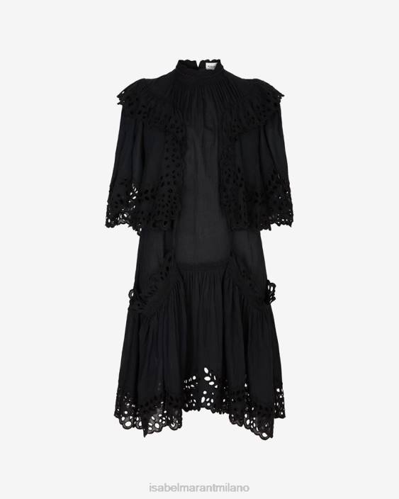 vestiario R88T612 Isabel Marant donne abito in cotone kayene nero