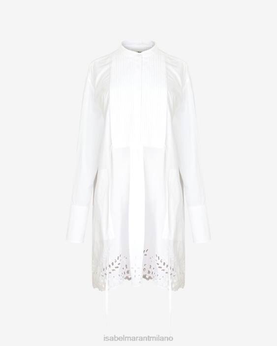 vestiario R88T613 Isabel Marant donne abito in cotone rehana bianco