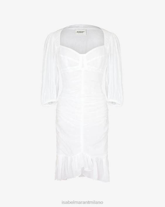 vestiario R88T621 Isabel Marant donne abito lunesa in cotone bianco