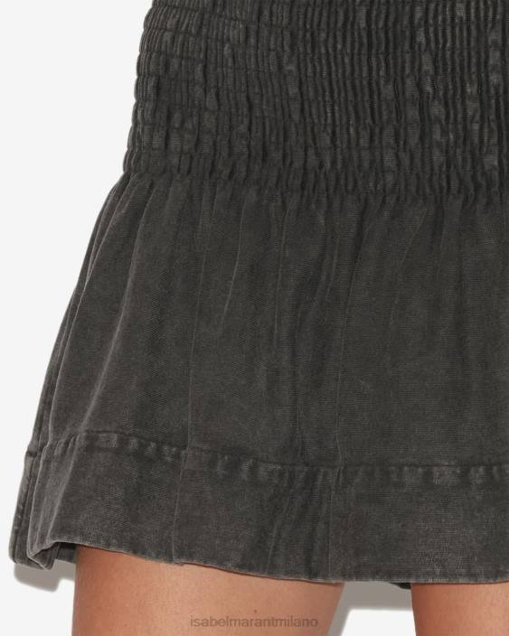 vestiario R88T659 Isabel Marant donne gonna pacifica nero sbiadito