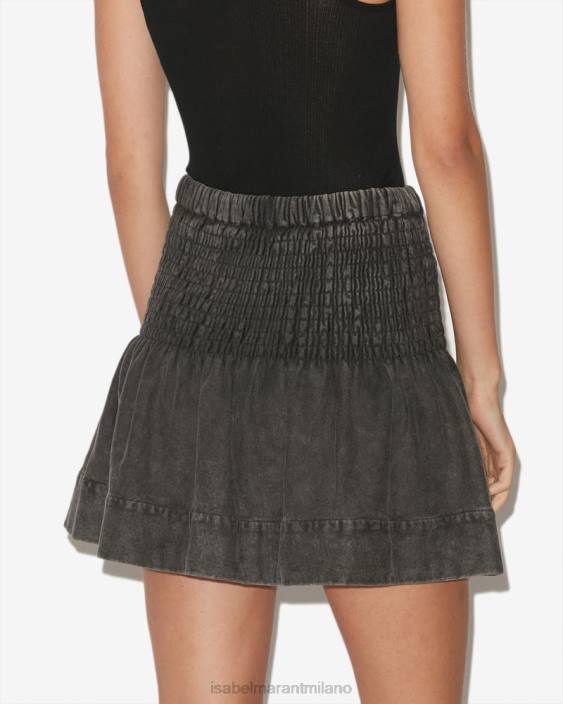 vestiario R88T659 Isabel Marant donne gonna pacifica nero sbiadito