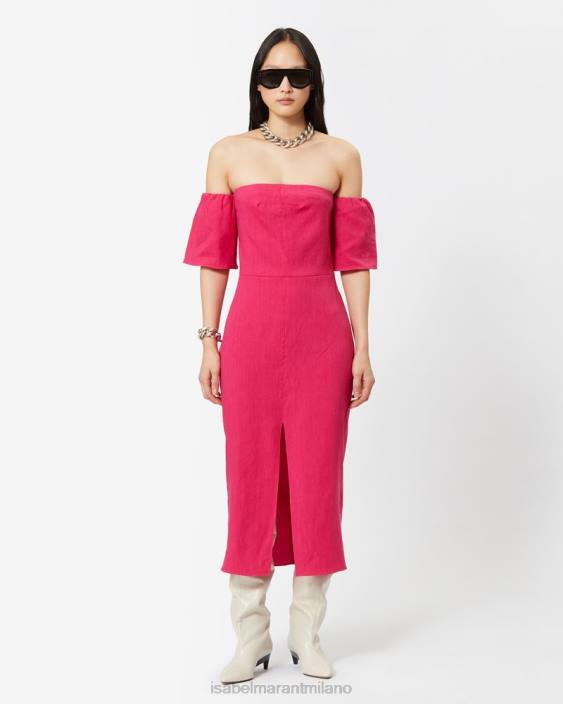 vestiario R88T91 Isabel Marant donne vestito di pietra fucsia