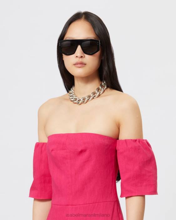 vestiario R88T91 Isabel Marant donne vestito di pietra fucsia