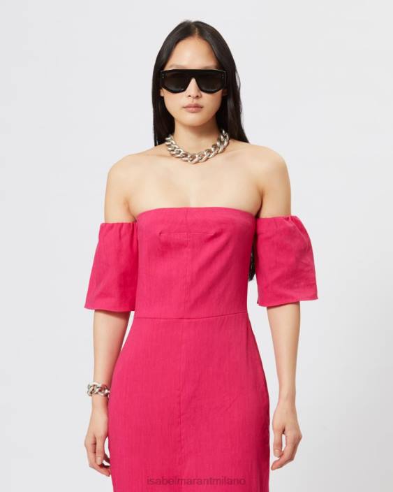 vestiario R88T91 Isabel Marant donne vestito di pietra fucsia