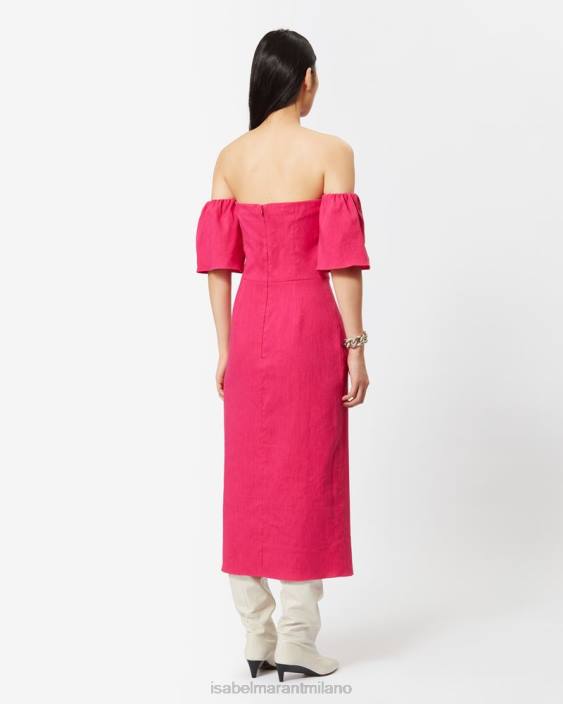 vestiario R88T91 Isabel Marant donne vestito di pietra fucsia