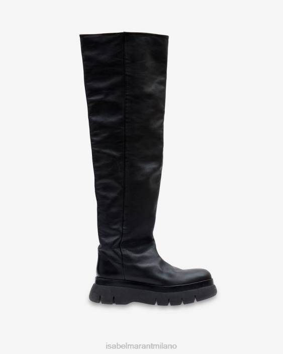 calzature R88T778 Isabel Marant unisex stivali alti in pelle malyx nero