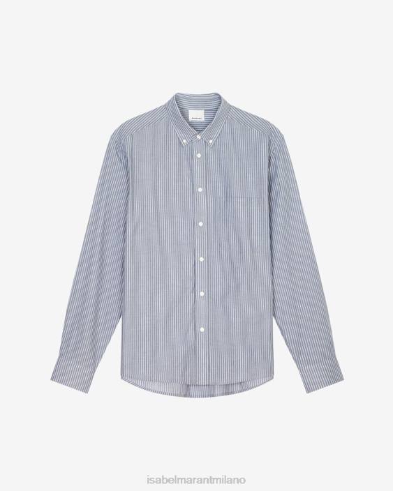 vestiario R88T1352 Isabel Marant uomini camicia jasolo in cotone blu