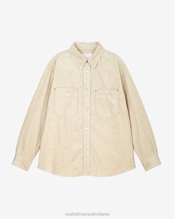 vestiario R88T1359 Isabel Marant uomini camicia in cotone ritchie neutro