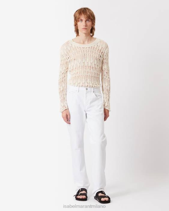 vestiario R88T1386 Isabel Marant uomini pantaloni in denim Joakim bianco