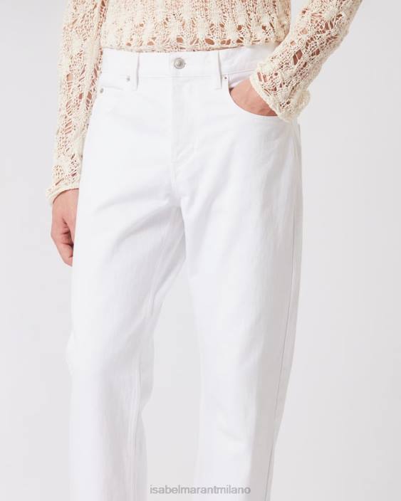 vestiario R88T1386 Isabel Marant uomini pantaloni in denim Joakim bianco