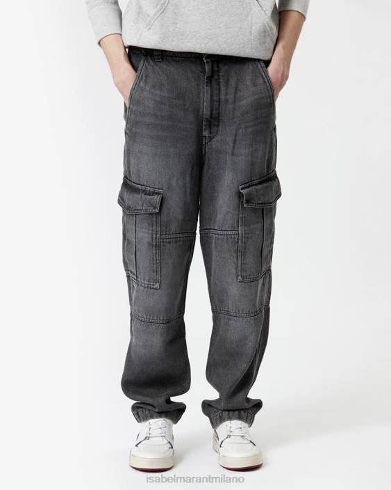 vestiario R88T1390 Isabel Marant uomini pantaloni cargo terence grigio