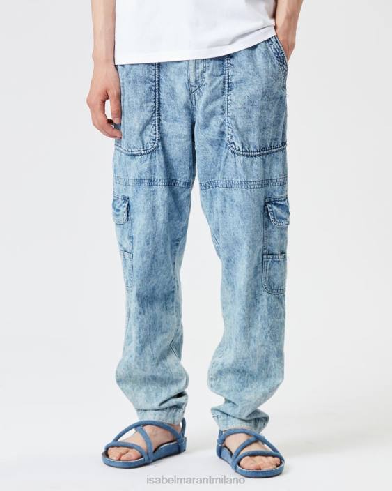 vestiario R88T1394 Isabel Marant uomini pantaloni vanni in chambray blu