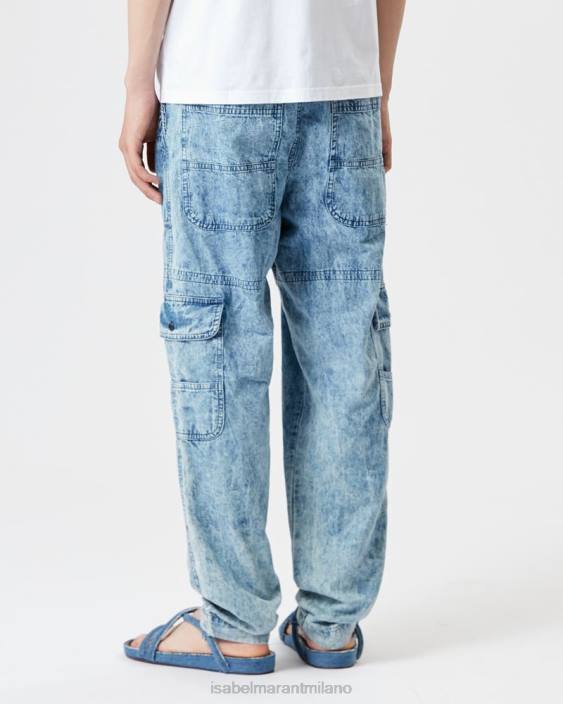 vestiario R88T1394 Isabel Marant uomini pantaloni vanni in chambray blu