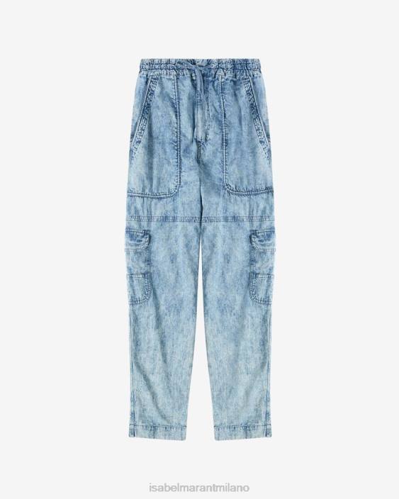 vestiario R88T1394 Isabel Marant uomini pantaloni vanni in chambray blu