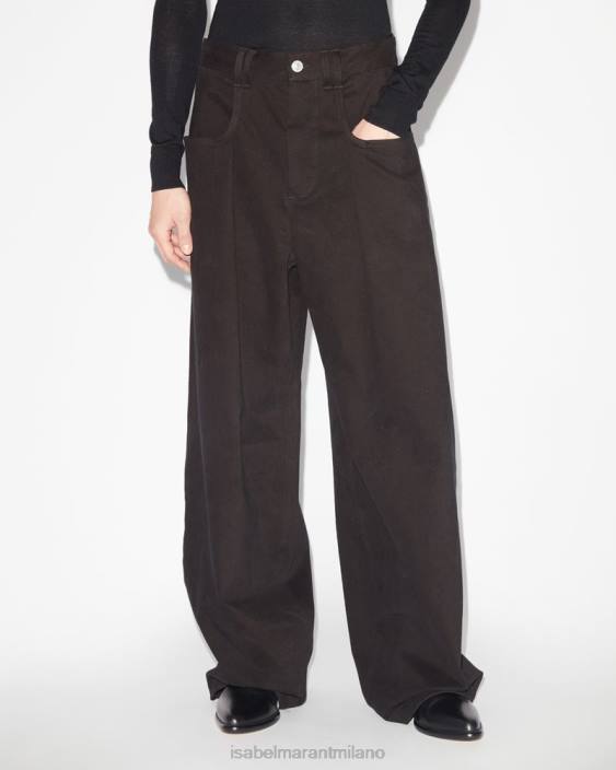 vestiario R88T1404 Isabel Marant uomini pantaloni sippoly in cotone nero