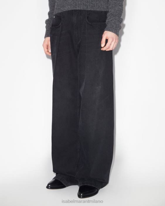 vestiario R88T1405 Isabel Marant uomini pantaloni di cotone Janeel nero