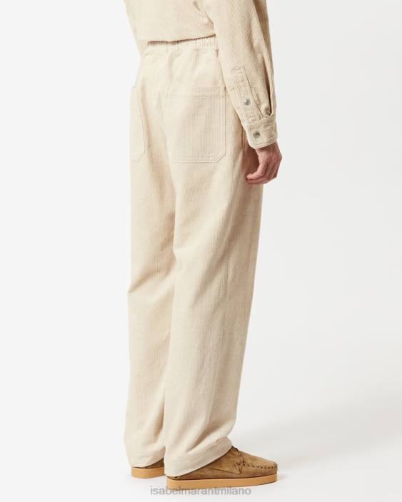 vestiario R88T1411 Isabel Marant uomini pantaloni di cotone railen neutro