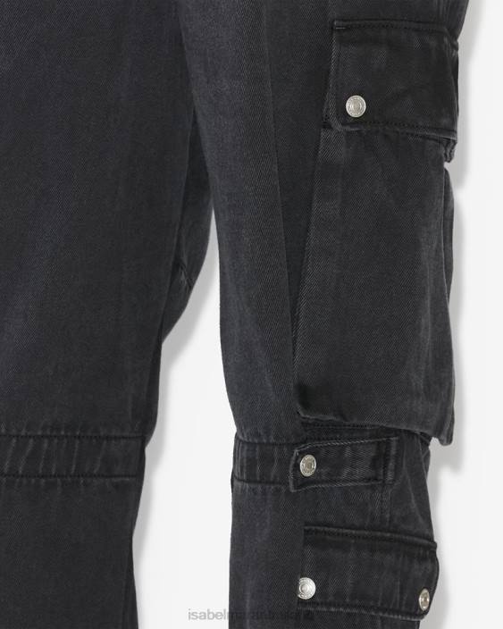 vestiario R88T1416 Isabel Marant uomini pantaloni teloré nero sbiadito